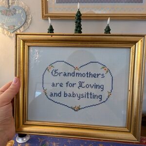 Gold Framed Cross-Stitch Art